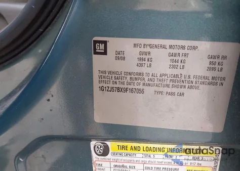 2009 Chevrolet Malibu Lt z USA, uszkodzony, nr VIN 1G1ZJ57BX9F167056